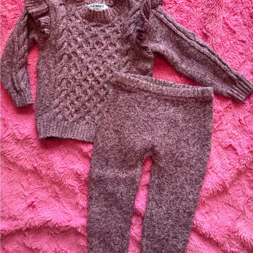 Old Navy Mauve Knit Sweater and Pants Set